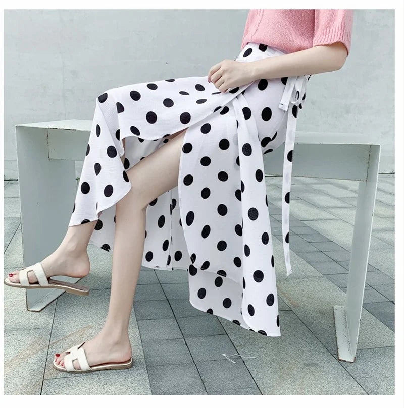 High Waist Long Skirt Wrap Dress Asymmetrical Hem Chiffon Floral Print Belted Midi Skirt for Short Women Summer Dress