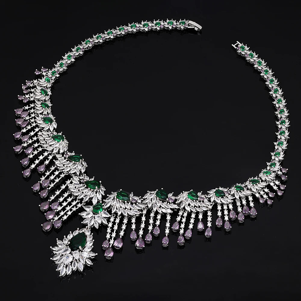 4 pieces of ultra luxury cubic zirconia bridal party costumes jewelry set