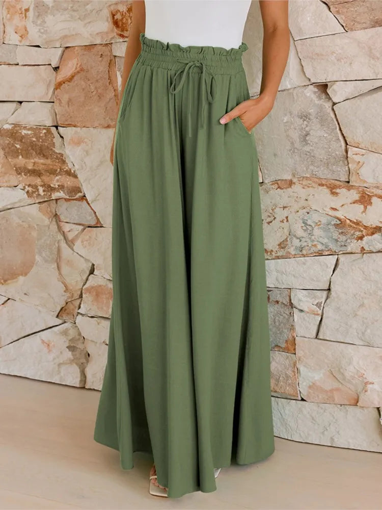 Summer Y2k Baggy Women Pants 2024 Casual High Waist Solid Black White Wide Leg Flare Trousers