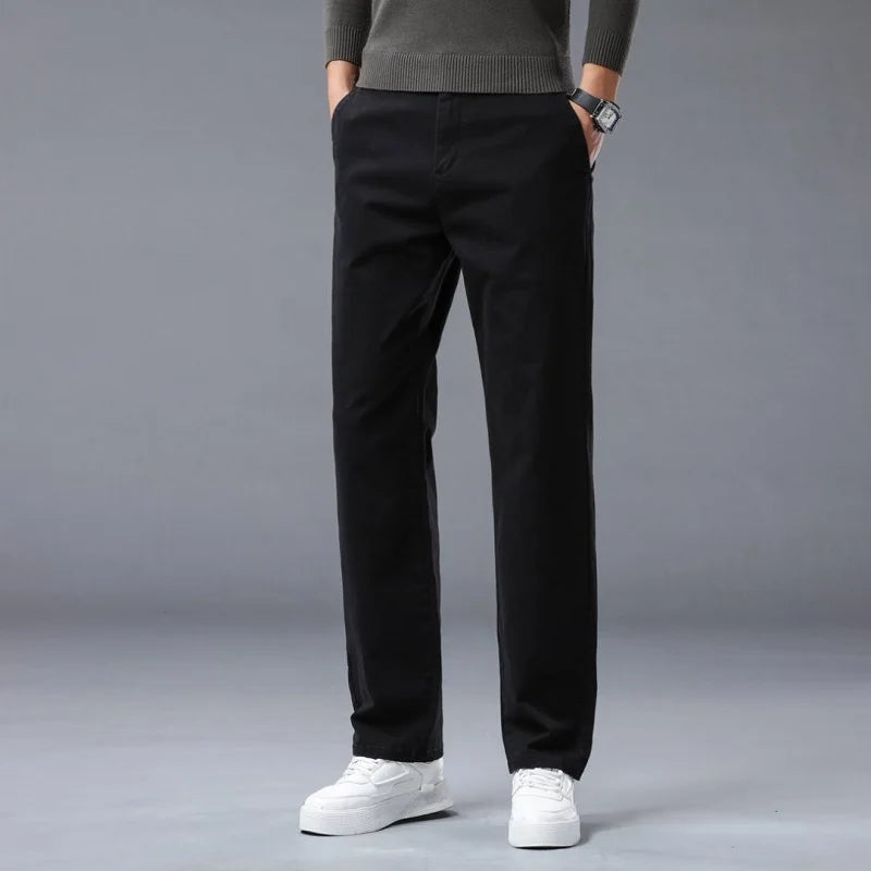 190 Cm Tall Men's Pants Summer Straight Chino Trouser Male Stretch Cotton Office Work Extra Long Leg Length 115 110cm Lengthed