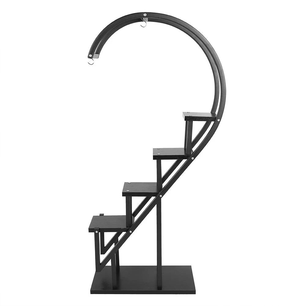 Garden Half Heart Ladder Plant Stand, Black