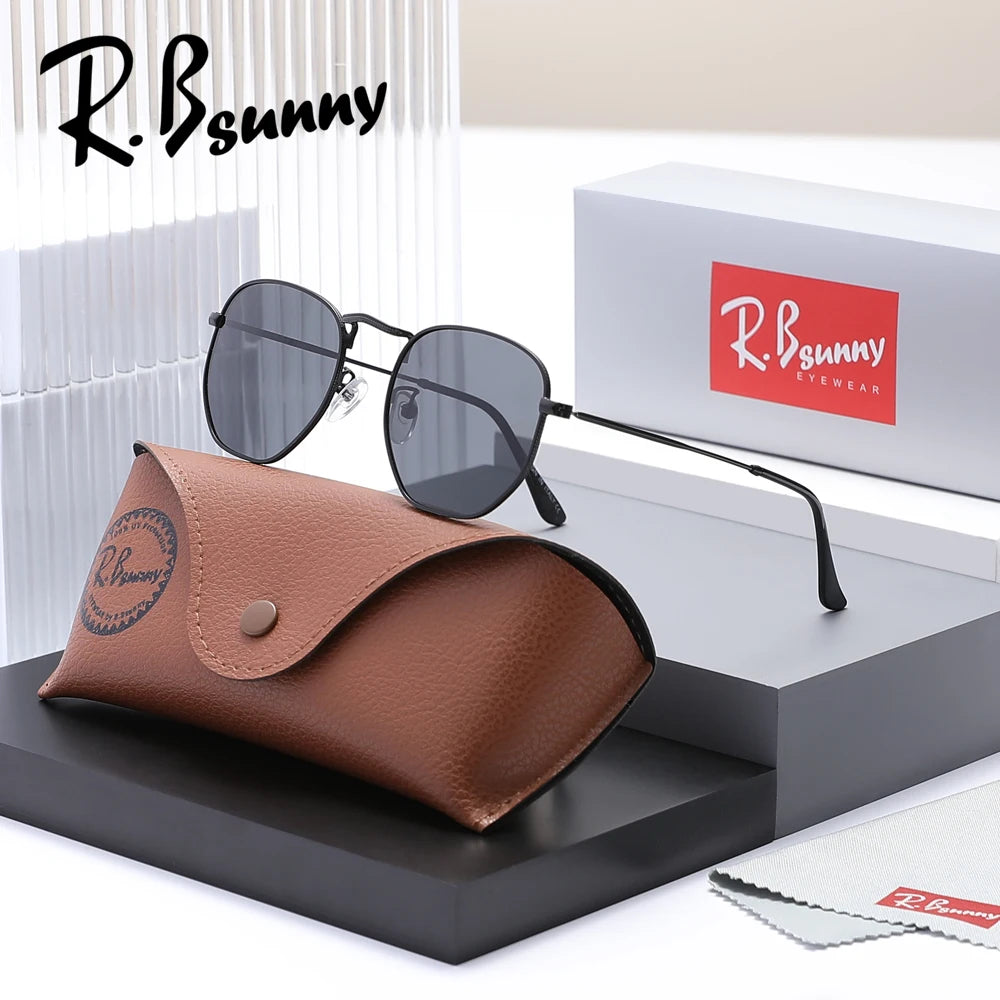 RBsunny Fashion Brand Designe Sunglasses Polarized Men Women UV400 Square Glasses Metal Frame Driving Luxury Anti-Glare Eyewear