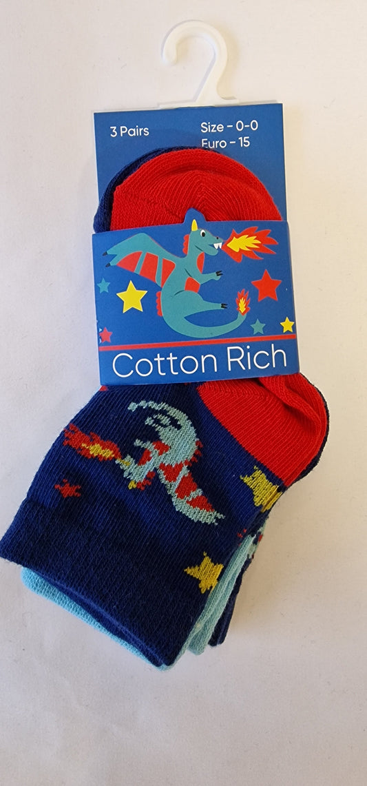SO23 DRAGONS 3PK BABIES UK 0 - 5.5