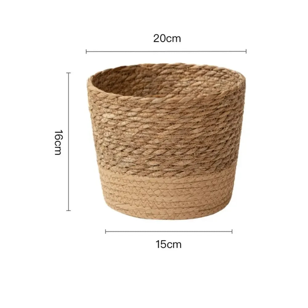Straw Weaving Flower Plant Pot Wicker Basket Rattan Flowerpot Storage Basket Garden Flowerpot Handmade Woven Planter Basket Pots