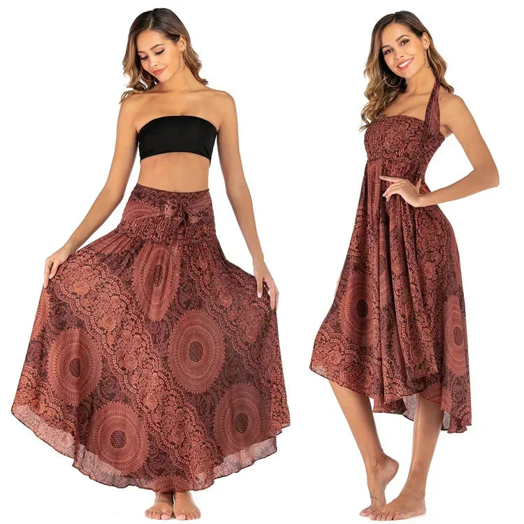 Casual Folk-Custom Printed Skirts Women Fashion Bohemian Long Skirt Streetwear Beachwear Woman Clothing Faldas Mujer Jupe Femme