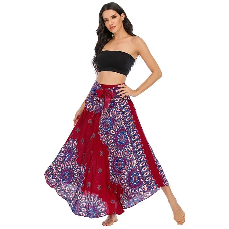 Casual Folk-Custom Printed Skirts Women Fashion Bohemian Long Skirt Streetwear Beachwear Woman Clothing Faldas Mujer Jupe Femme