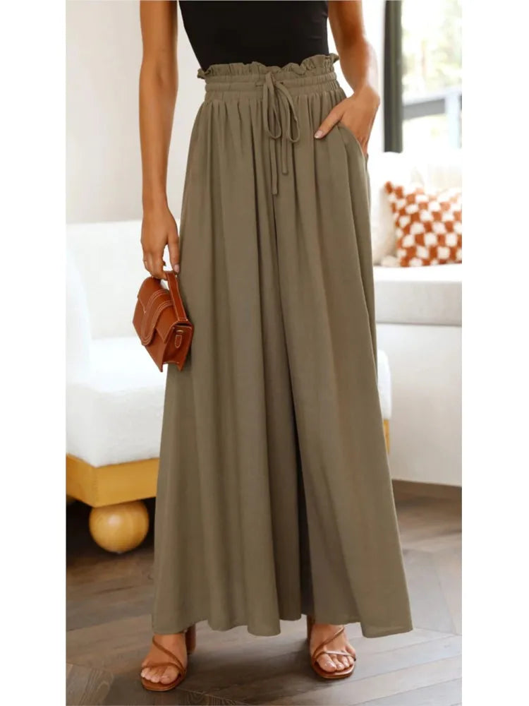 Summer Y2k Baggy Women Pants 2024 Casual High Waist Solid Black White Wide Leg Flare Trousers