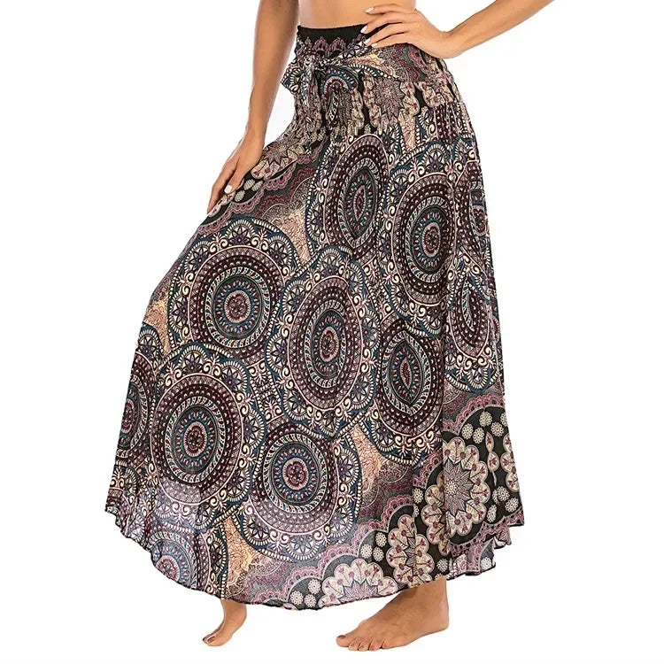 Casual Folk-Custom Printed Skirts Women Fashion Bohemian Long Skirt Streetwear Beachwear Woman Clothing Faldas Mujer Jupe Femme