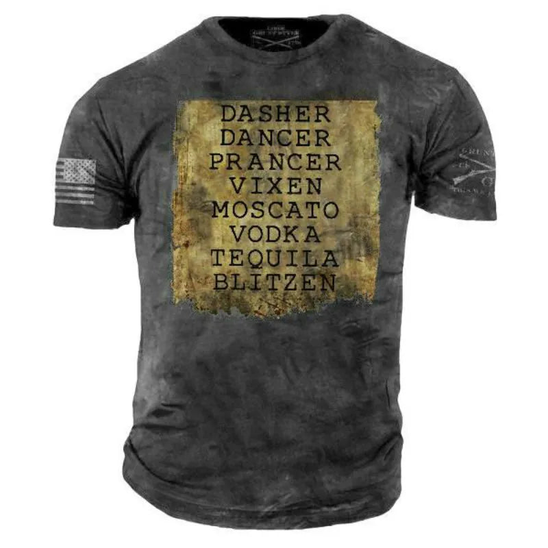 Summer Men's Classic Retro 3D Printed T-shirt Comfortable European and American Tough Guy Wind Speed Dry O-neck Loose Top Shirt