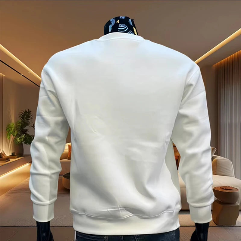 New York Fashion O-neck Hoodies for Men High Grade Casual Longsleeve Pullover Male Spring Autumn Comfortable Keep Warm Sweater