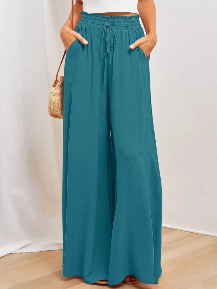 Summer Y2k Baggy Women Pants 2024 Casual High Waist Solid Black White Wide Leg Flare Trousers