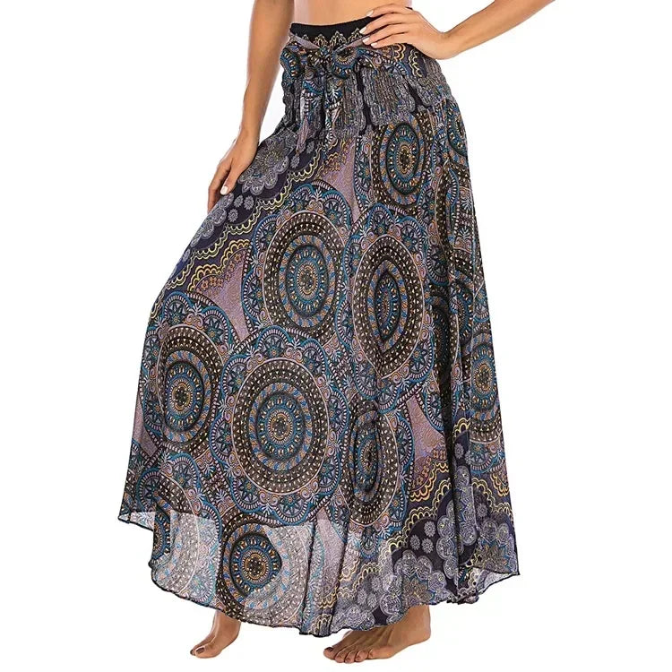Casual Folk-Custom Printed Skirts Women Fashion Bohemian Long Skirt Streetwear Beachwear Woman Clothing Faldas Mujer Jupe Femme