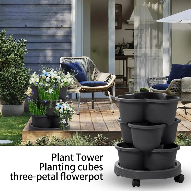 Strawberry Planter home planting three-dimensional pots Gardening Planter with Removable Wheels Vegetable Cultivation FlowerPot