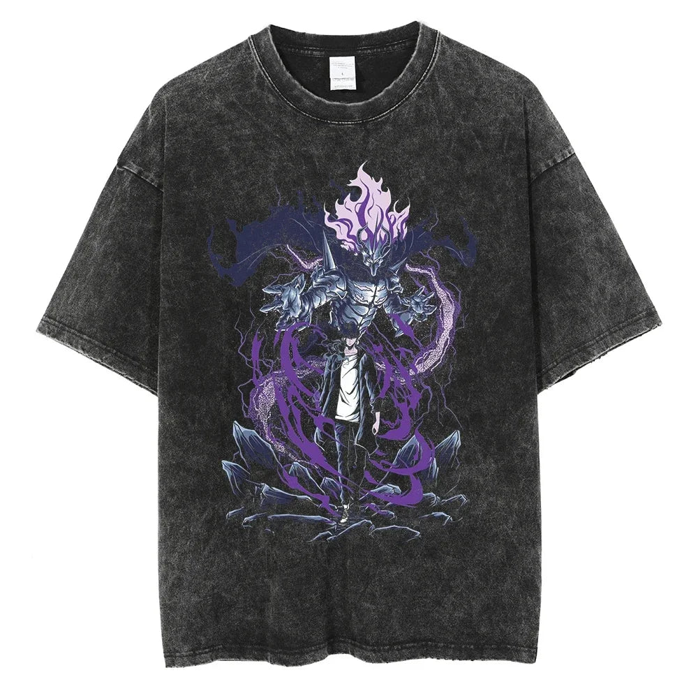 Solo Leveling Pure Cotton T-shirts Manga Streetwear Summer Men Top Harajuku Y2k Male Clothing