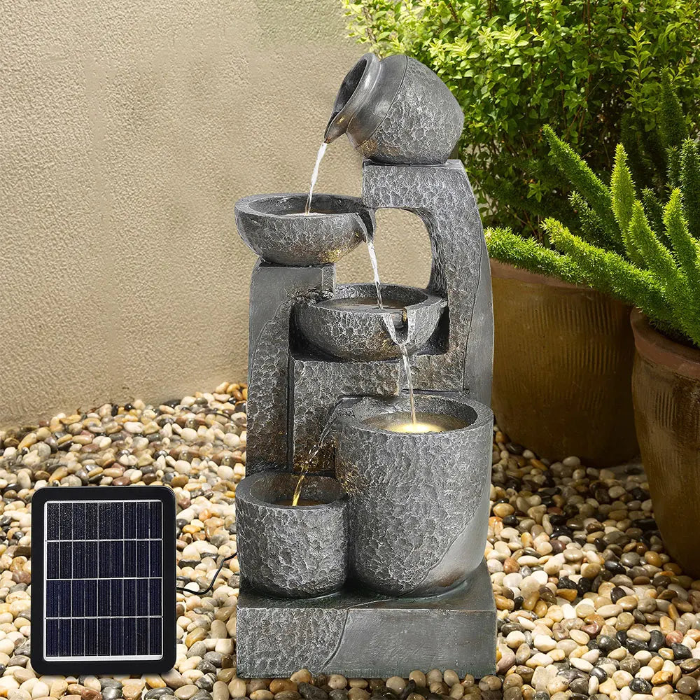 Cascade Solar-powered Water Fountain for Outdoors Gardens, Patios and Balconies