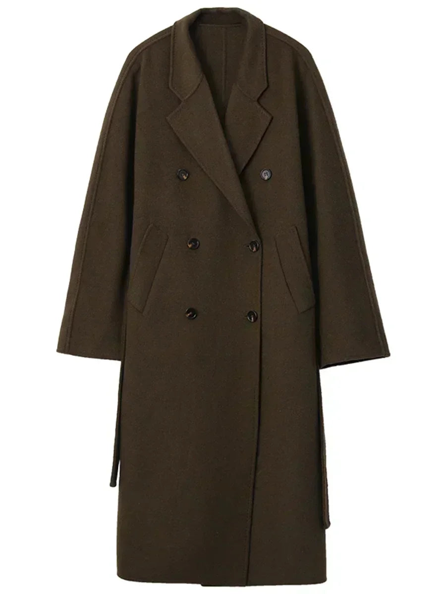 CHIC VEN Women Long Double-sided Woolen Coats Retro Loose Female Overcoat Double Breasted Ladies Windbreak Autumn Winter 2025