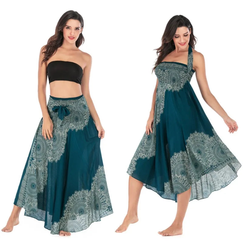 Casual Folk-Custom Printed Skirts Women Fashion Bohemian Long Skirt Streetwear Beachwear Woman Clothing Faldas Mujer Jupe Femme
