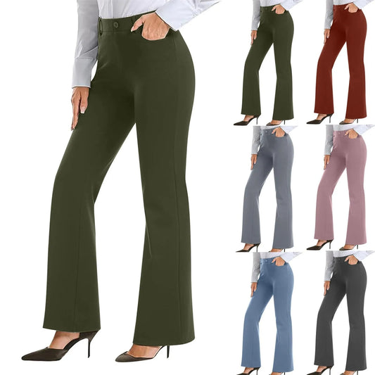 Women's Black Stretch Soft Cross Waist Flared Pants Yoga Casual Wide Leg Pants Sports Fitness Pants Women's Clothing