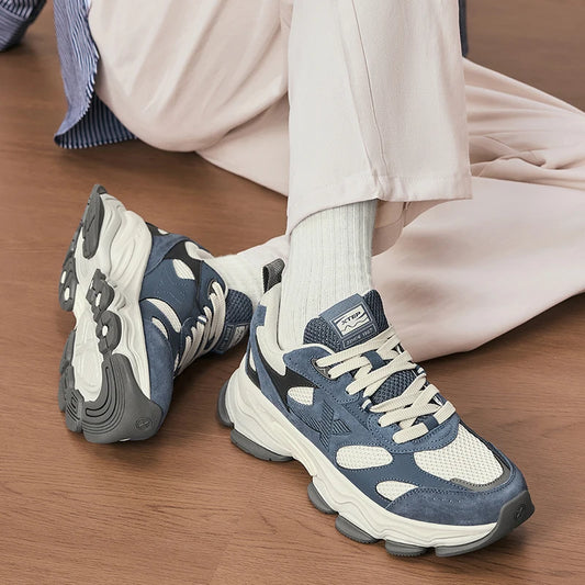 Xtep Chinoiserie Casual Shoes For Men 2025 Spring Thick Sole Sports Shoes Vintage Trendy Wear-Resistant Sneakers 875119320001