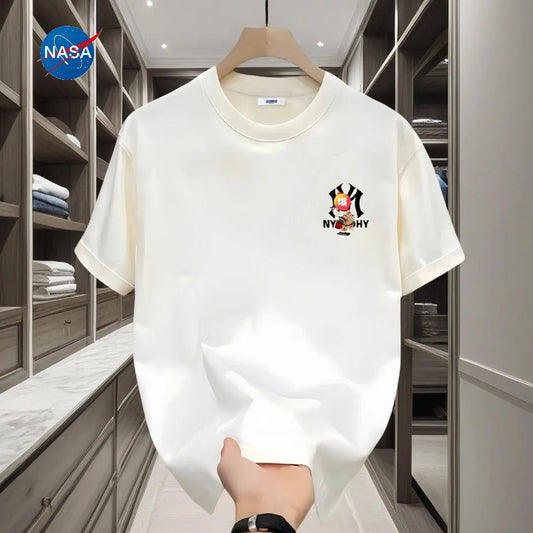 Men's Pure Cotton Short Sleeve T-Shirt round Neck Simple Sle Summer Breathable Casual Comfortable Printed Top