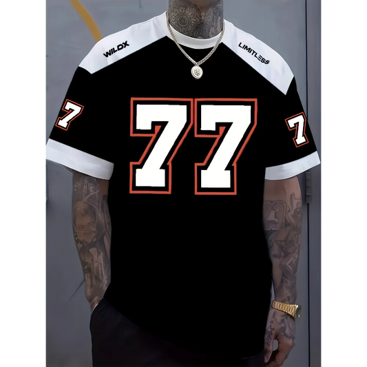 Men's T-shirt Retro Sport 77 Series Vintage Inspired 3D Printed Sportswear Summer 100% polyester T-Shirt for Gym Men's Clothes