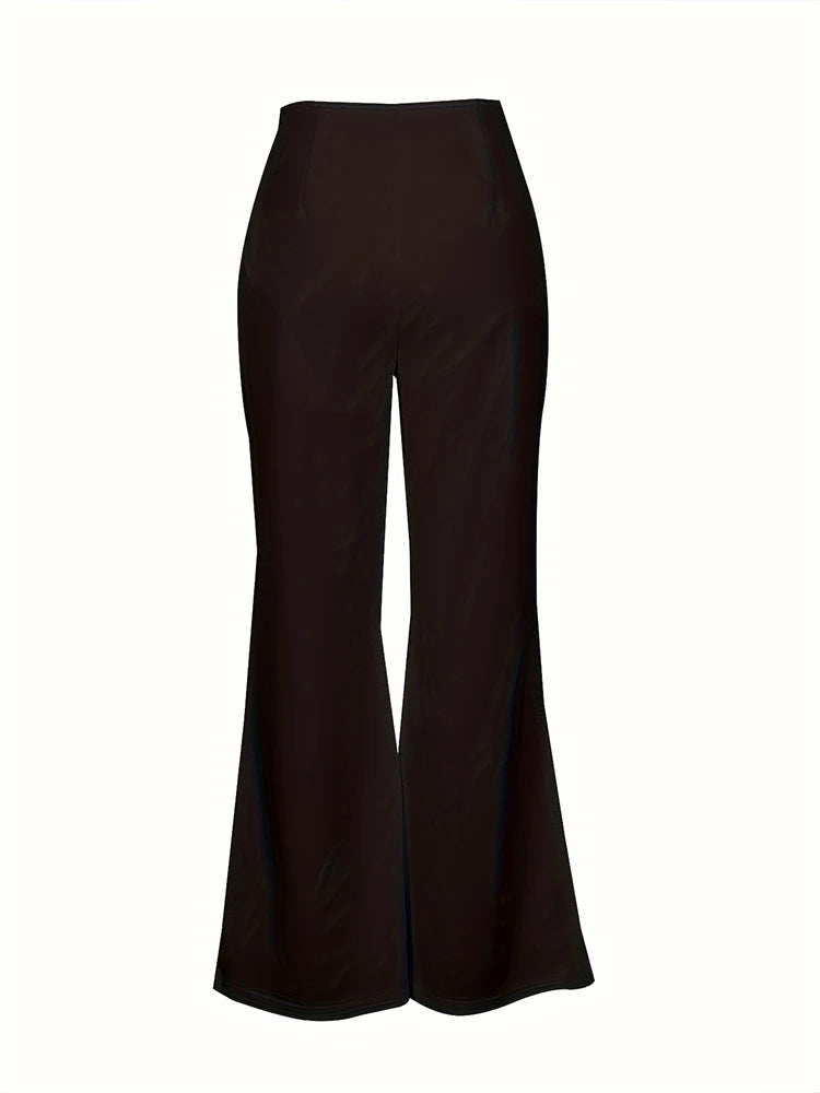 2024 Spring/Summer New Women's Plus Size Flip Flops Flared Pants Waisted Slit Pants 80's Party Yoga Pants