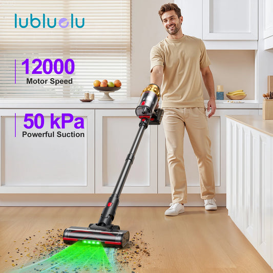 Lubluelu G11 Cordless Vacuum Cleaner 550W Powerful Suction Anti-Tangle Brush 50 Mins Runtime for Pet Hair on Hard Floor Carpet