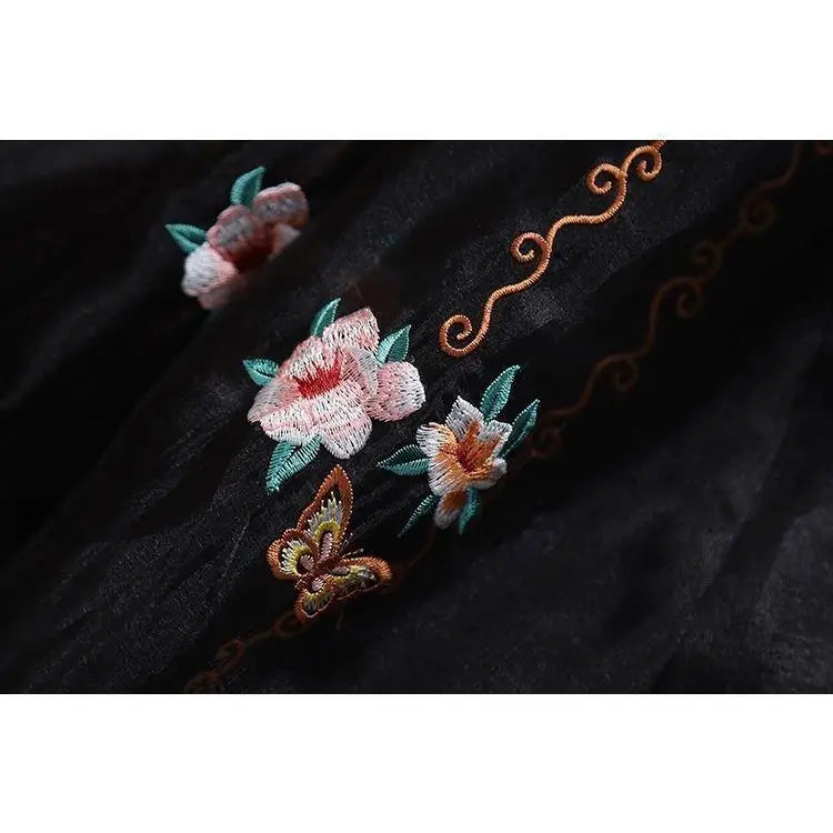 New Chinese Retro 2025 Autumn New Embroidered Mid-length A-line Skirt