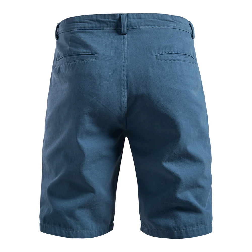 AIOPESON 2025 Men's 5-Inch Casual Shorts 100% Cotton Solid Elastic Waist Summer Comfy Beach Business Social Multi Colors