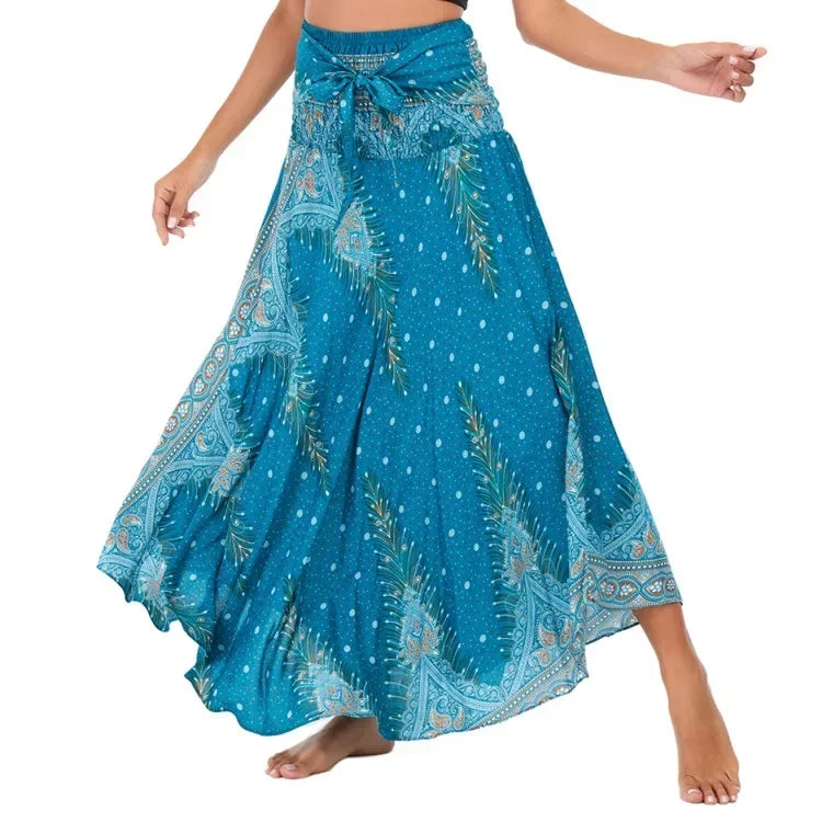 Casual Folk-Custom Printed Skirts Women Fashion Bohemian Long Skirt Streetwear Beachwear Woman Clothing Faldas Mujer Jupe Femme