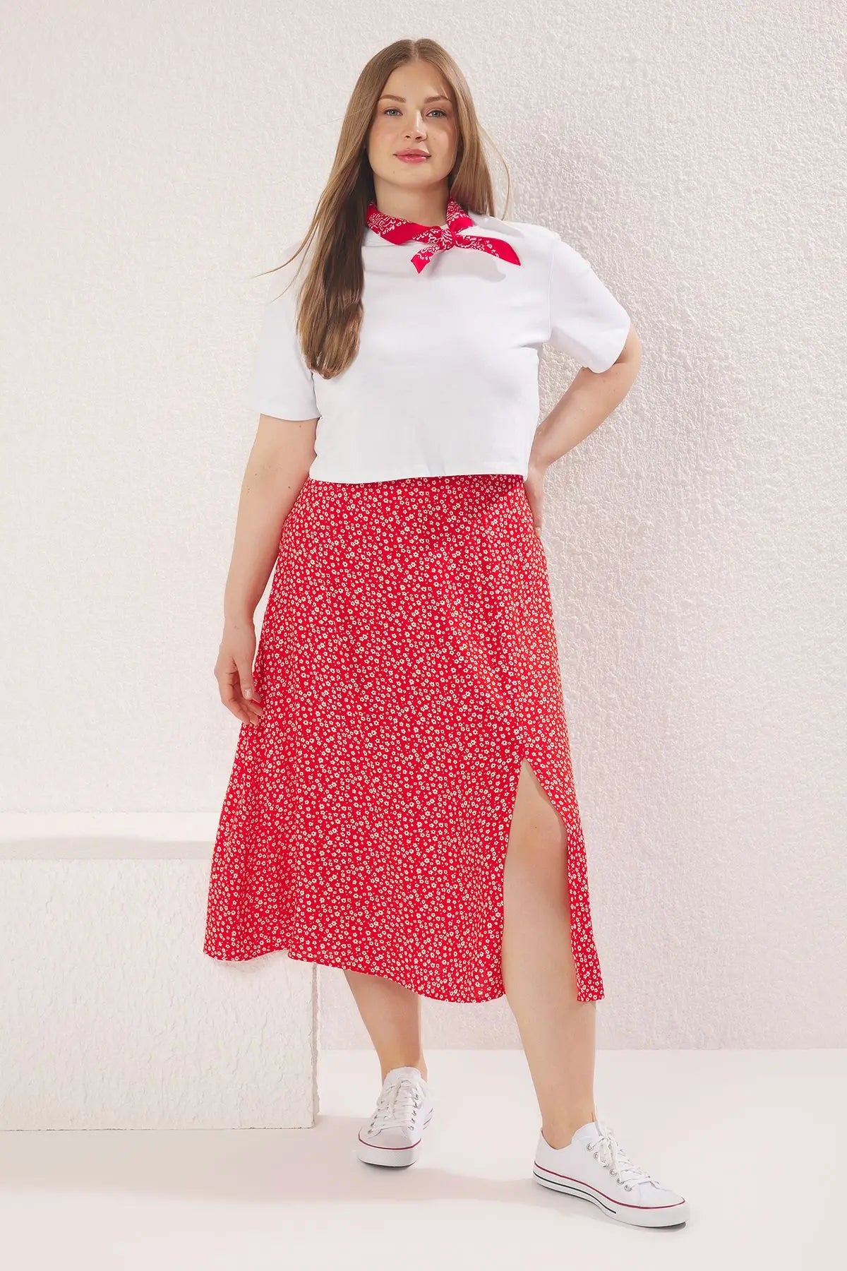 Trendyol TYZA Women's Plus Size Skirts Casual Woven Regular Daily Animal Print Plus Size Clothes Animal Print Skirt