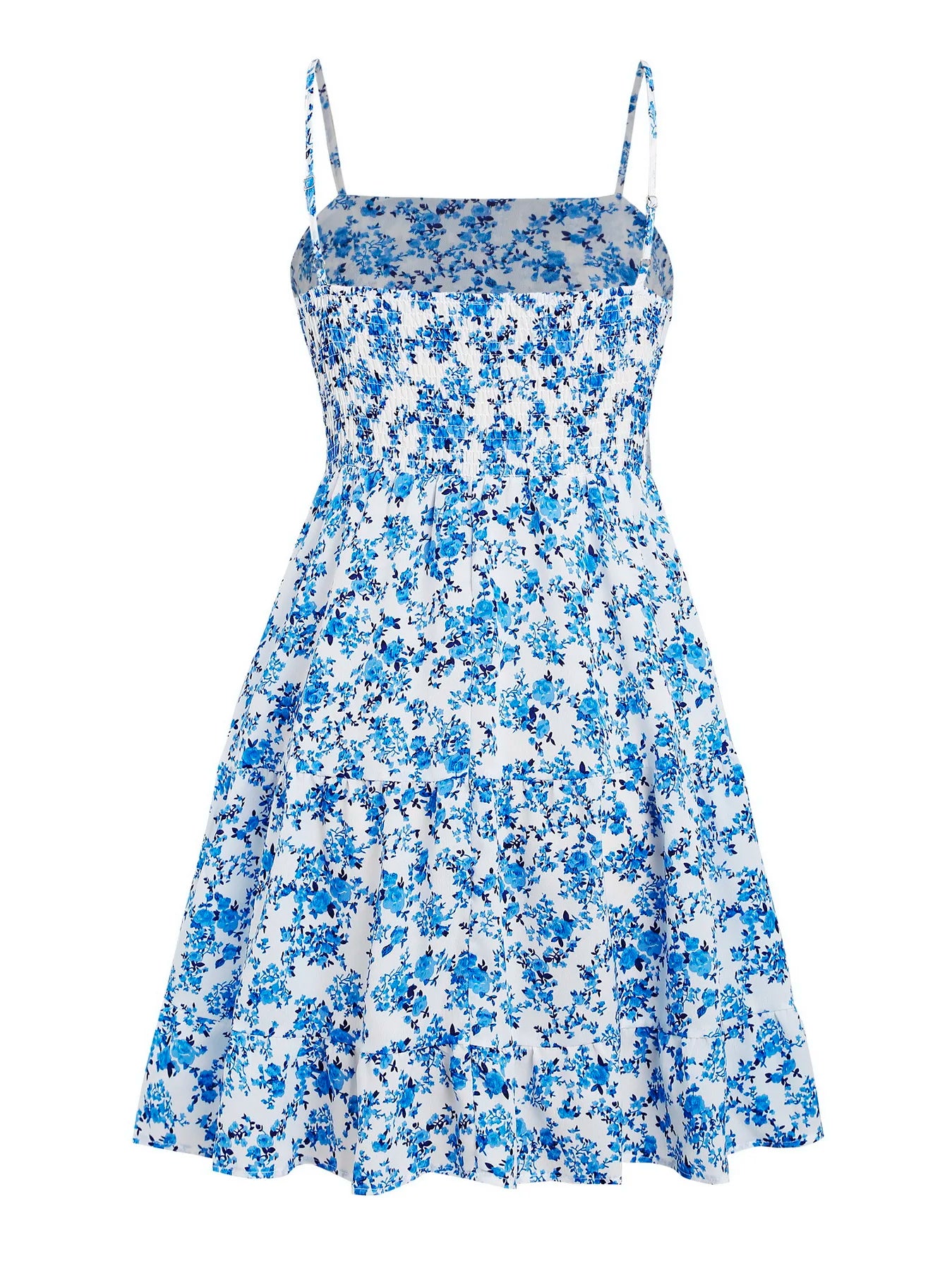 ZAFUL Women's Dresses Blue and white porcelain matching printed slip dress blossom floral dress on offer clearance free shipping