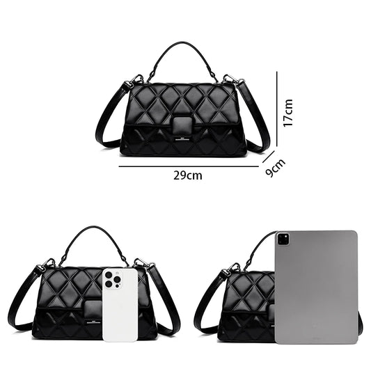 Retro Trendy High Quality Soft Leather Famous Designer Women's Square Bag