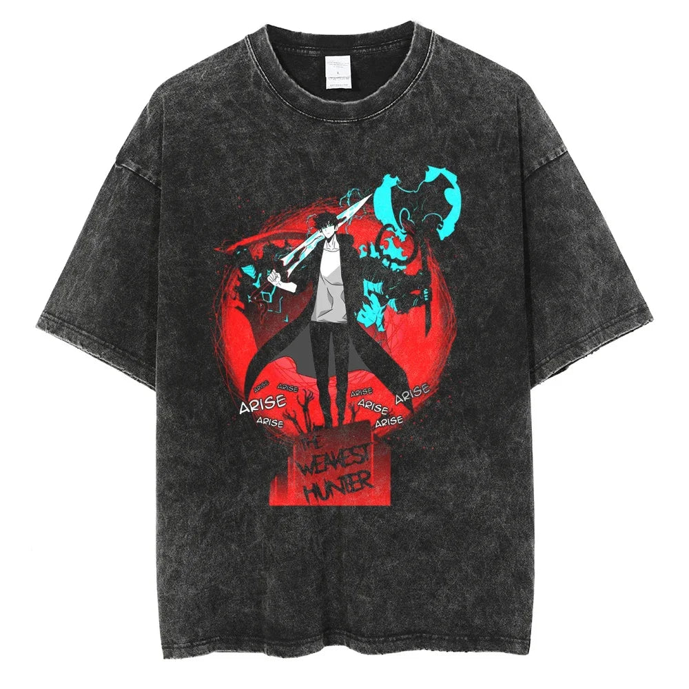Solo Leveling Pure Cotton T-shirts Manga Streetwear Summer Men Top Harajuku Y2k Male Clothing