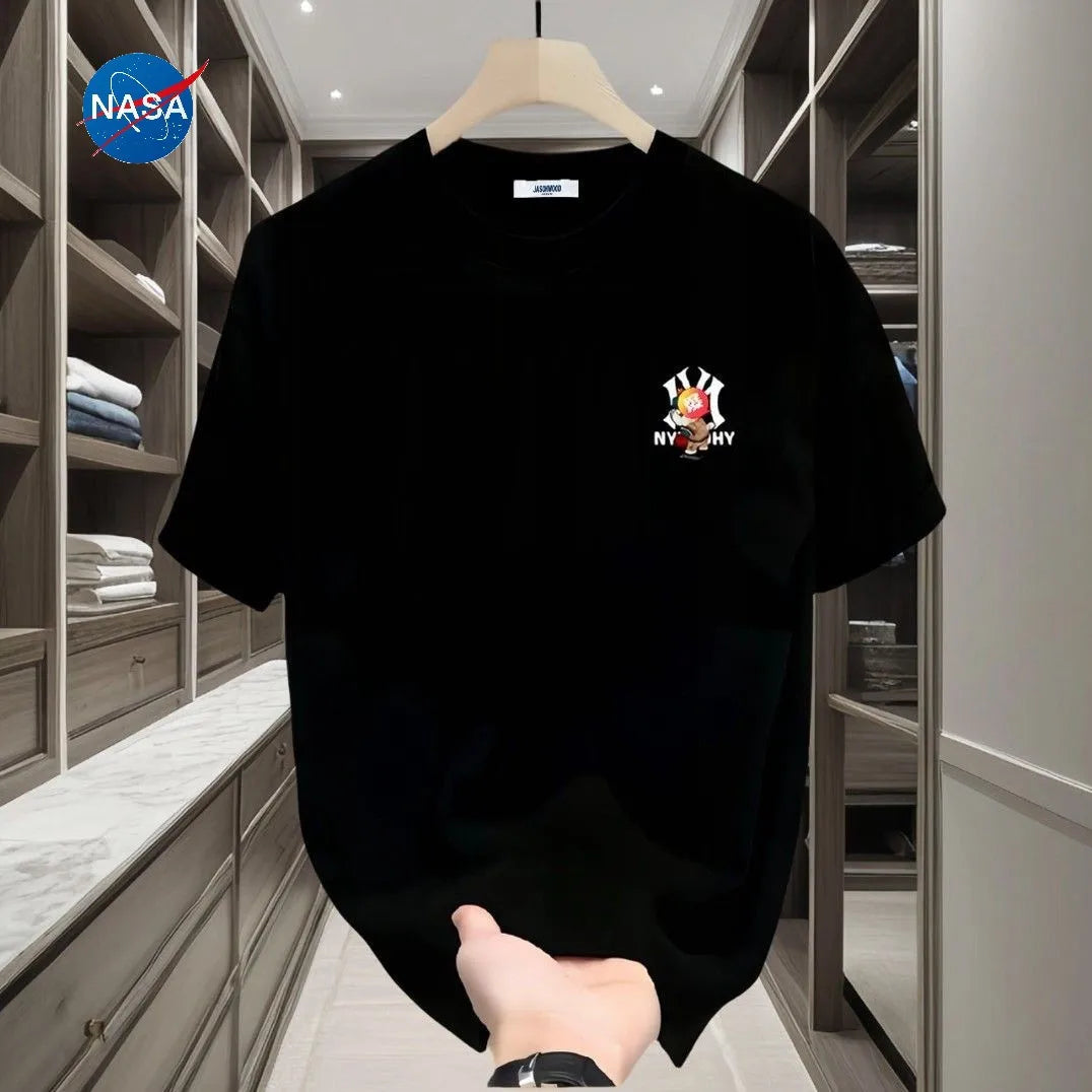 Men's Pure Cotton Short Sleeve T-Shirt round Neck Simple Sle Summer Breathable Casual Comfortable Printed Top