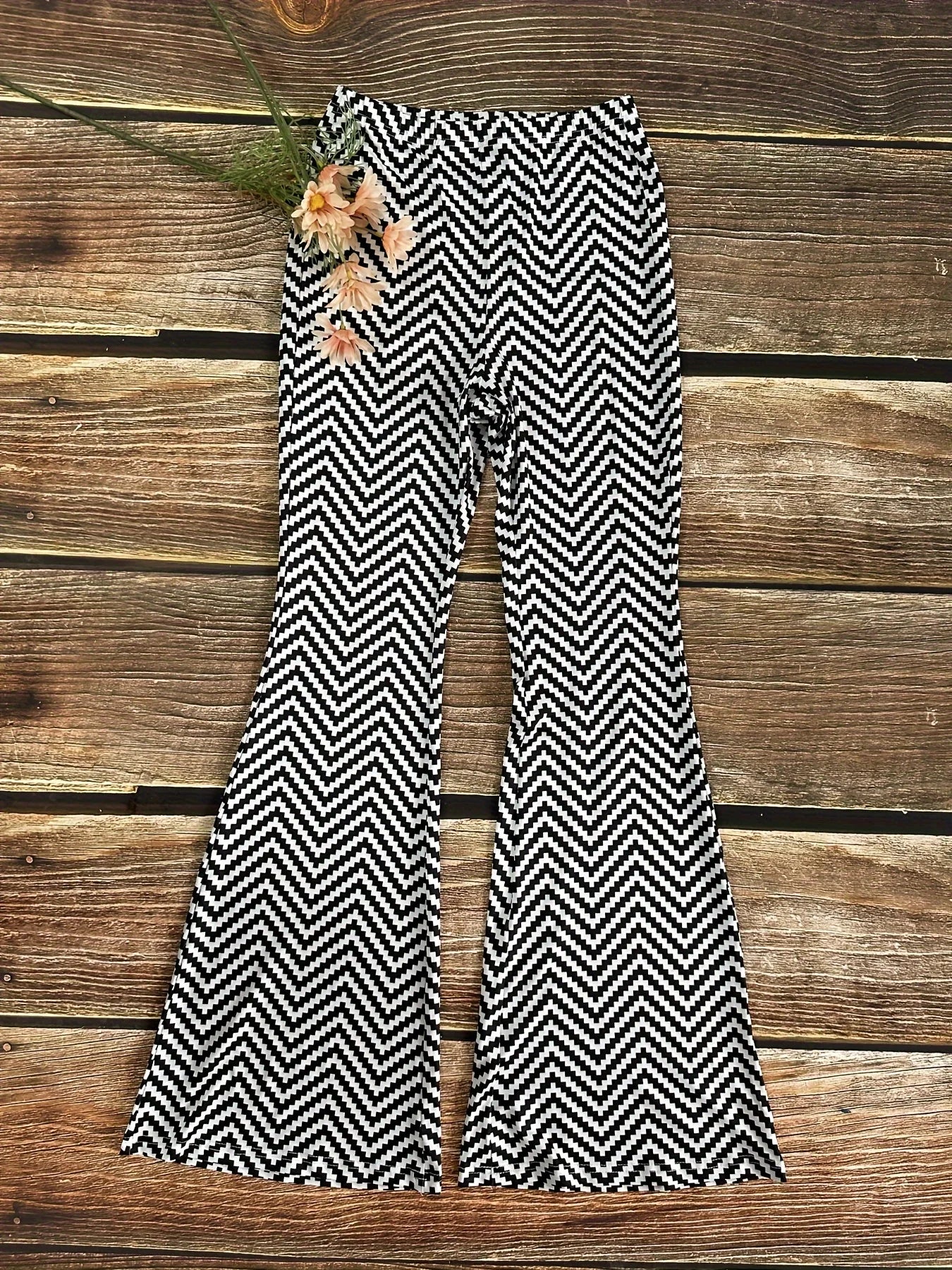 Women's High Waist Flared Yoga Pants Houndstooth Pattern Stretchy Wide Leg Palazzo Trousers Athletic Sportswear