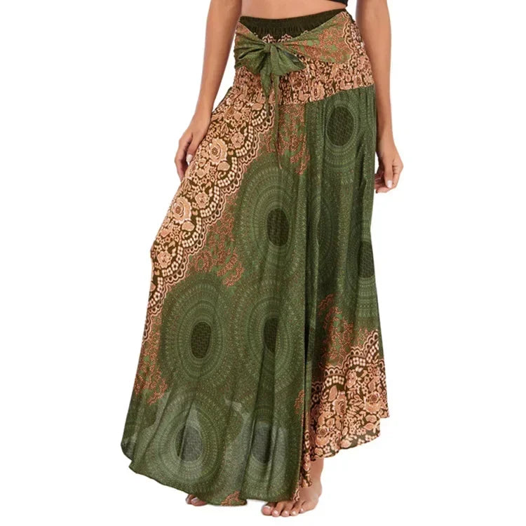 Casual Folk-Custom Printed Skirts Women Fashion Bohemian Long Skirt Streetwear Beachwear Woman Clothing Faldas Mujer Jupe Femme