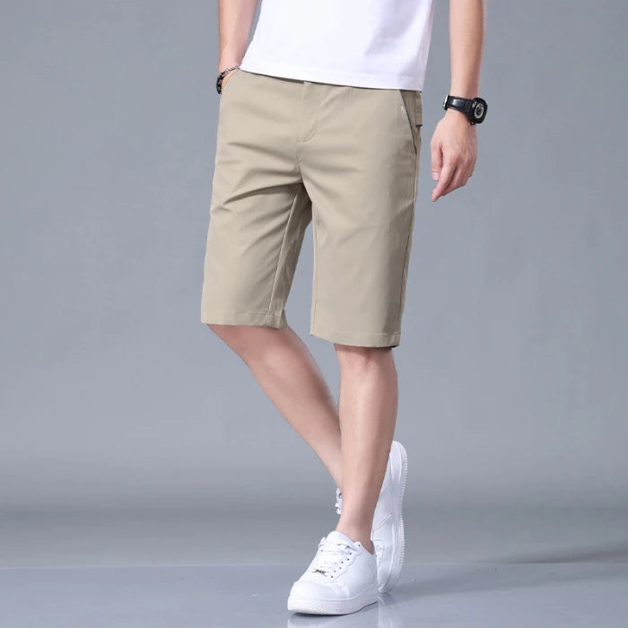 Summer Thin Men's Casual Shorts Solid Color Stretch Straight Fashion Short Casual Pants Male Ice Silk Cool Soft Midi Shorts