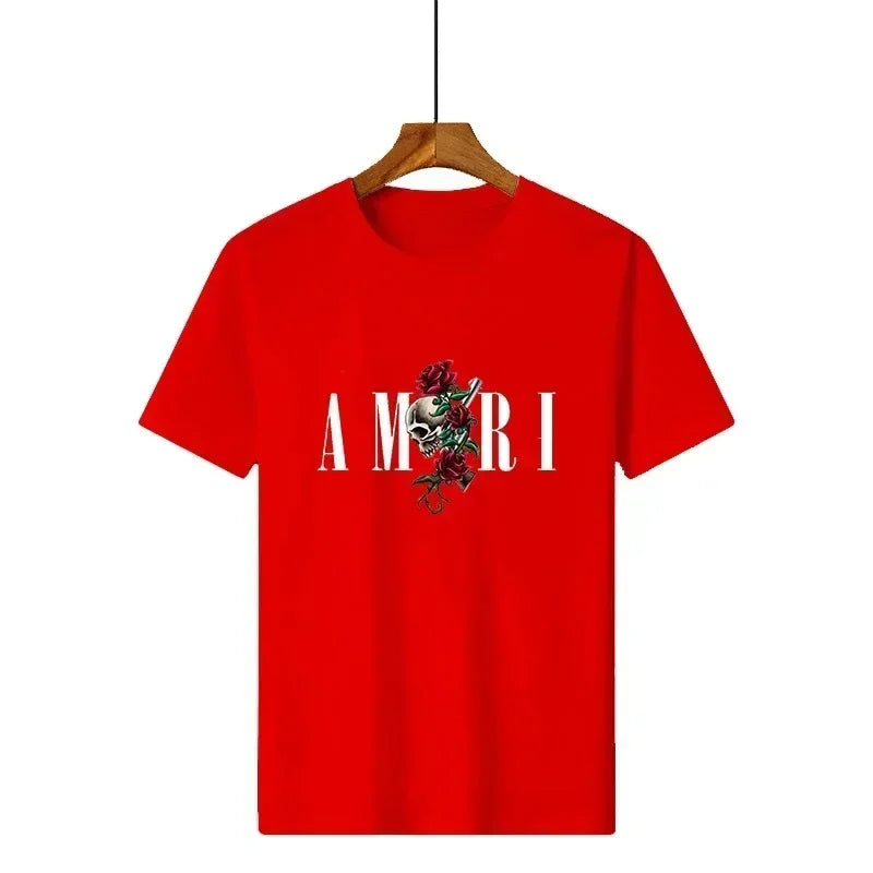 Retro Y2k T-shirt Cotton Soft Graphic Print Tees for Male Designer Luxury Short Sleeve Vintage O-neck Tops Summer Man Clothing
