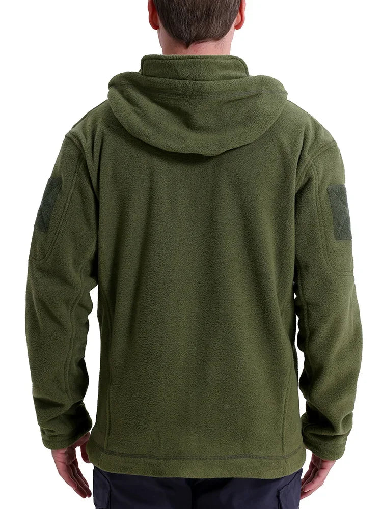 Men's Hunting Fleece Jacket Hiking Hunting Outdoor Fleece Tactical Jacket Winter Warm Full Zip Military Hoodies Multi-Pockets