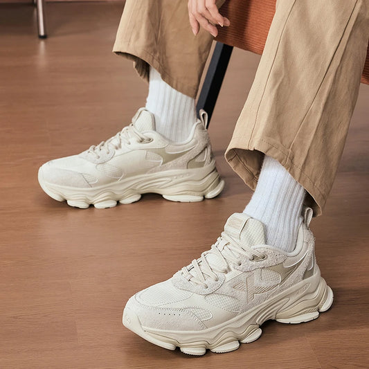 Xtep Chinoiserie Casual Shoes For Men 2025 Spring Vintage Thick Sole Fashion Sports Shoes Wear-Resistant Sneakers 875119320001