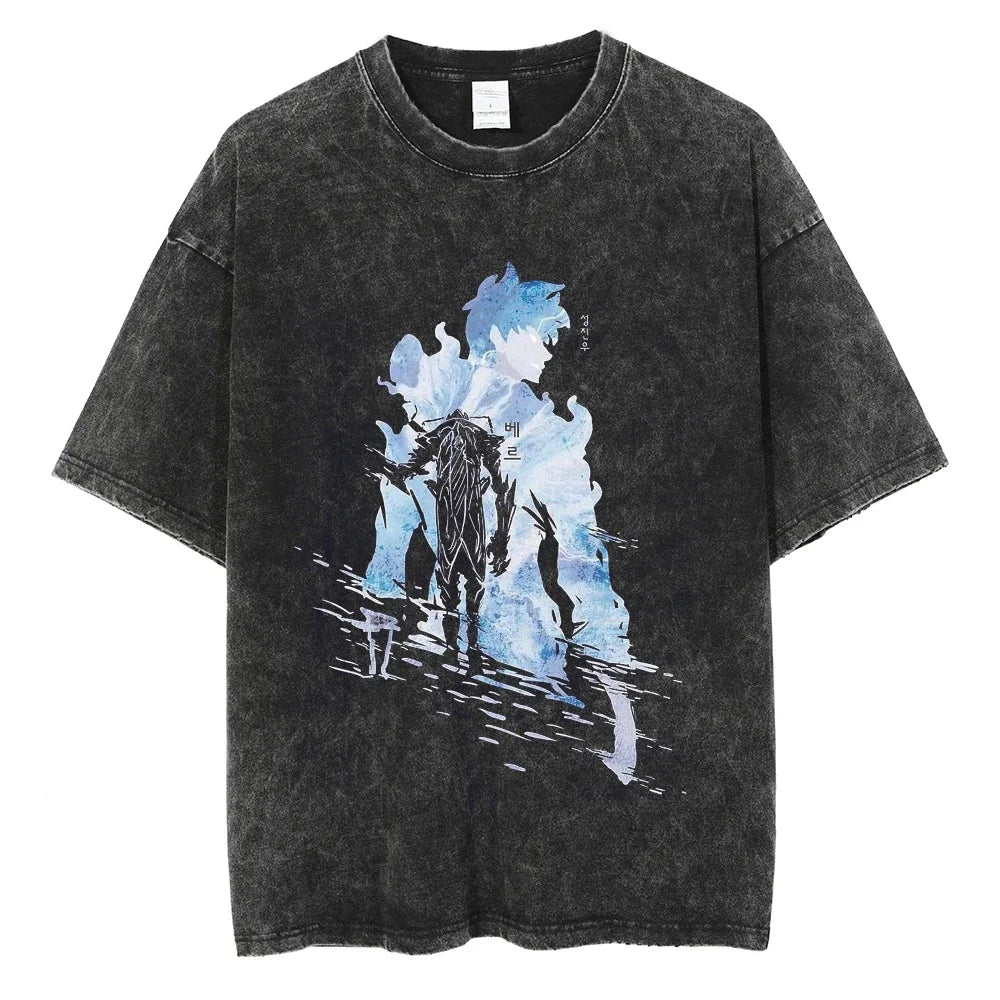 Solo Leveling Pure Cotton T-shirts Manga Streetwear Summer Men Top Harajuku Y2k Male Clothing