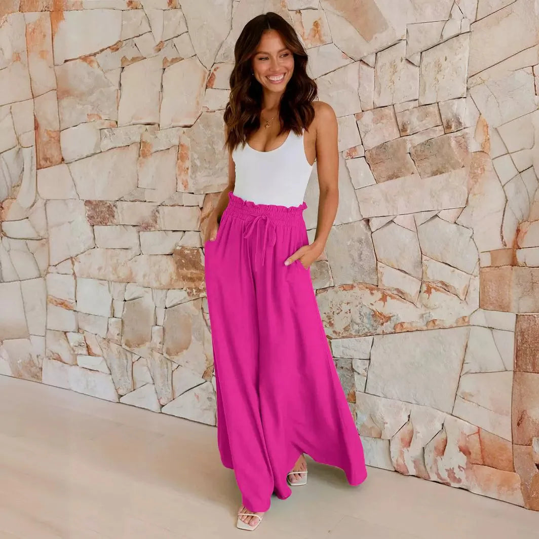 Summer Y2k Baggy Women Pants 2024 Casual High Waist Solid Black White Wide Leg Flare Trousers