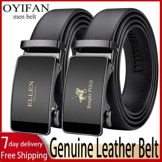 OYIFAN Men Belt Genuine Leather belt for men Alloy buckle ratchet belts Men Designer Belt Automatic belts 벨트