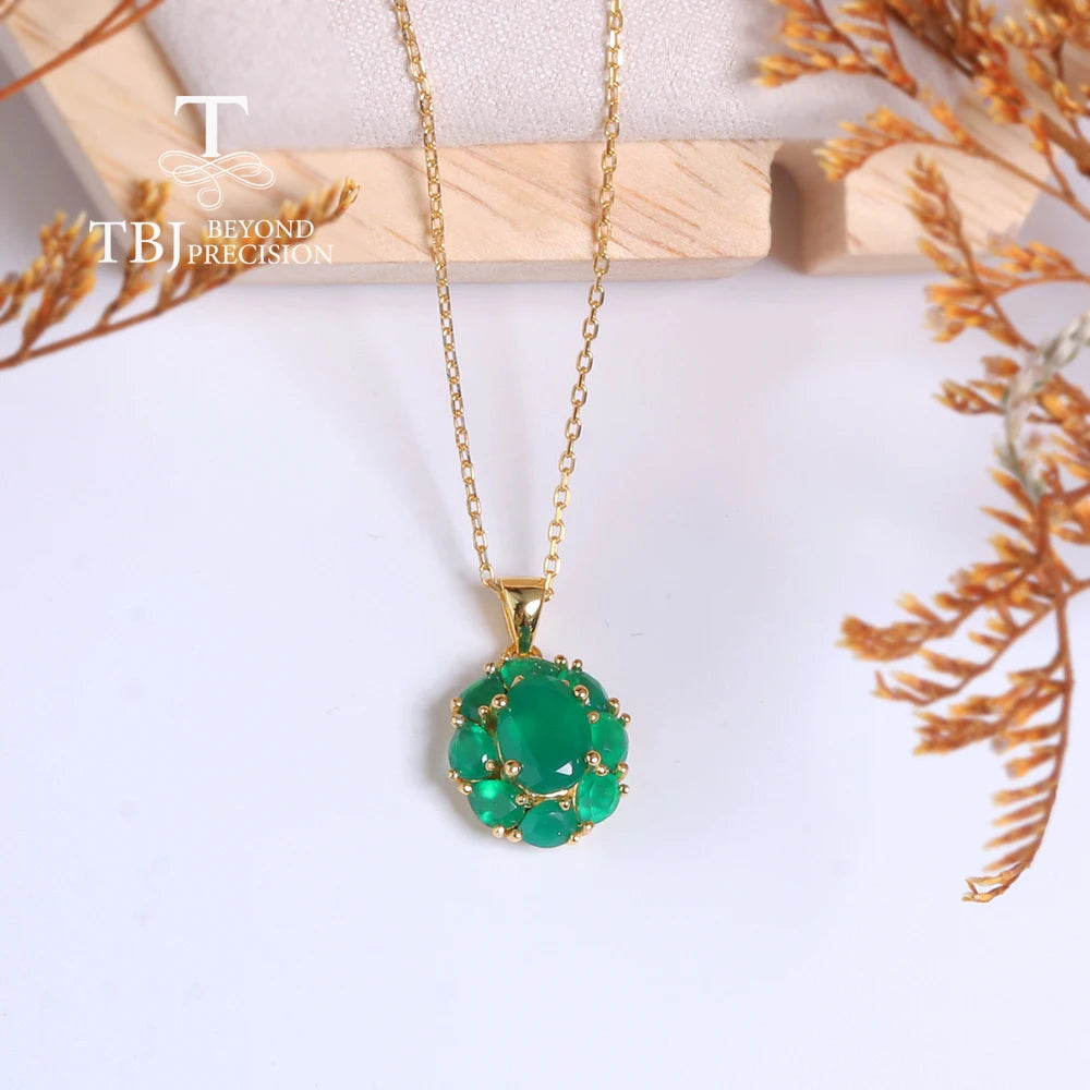 3.6ct Natural green agate gemstone penant necklace 925 sterling silver fine jewelry for women nice Birthday party banquet gift