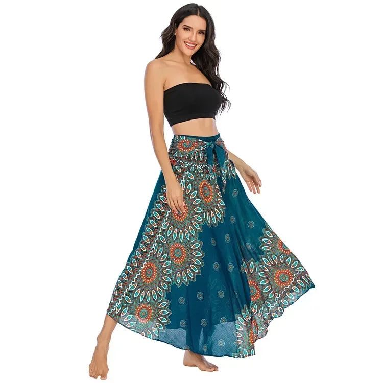 Casual Folk-Custom Printed Skirts Women Fashion Bohemian Long Skirt Streetwear Beachwear Woman Clothing Faldas Mujer Jupe Femme