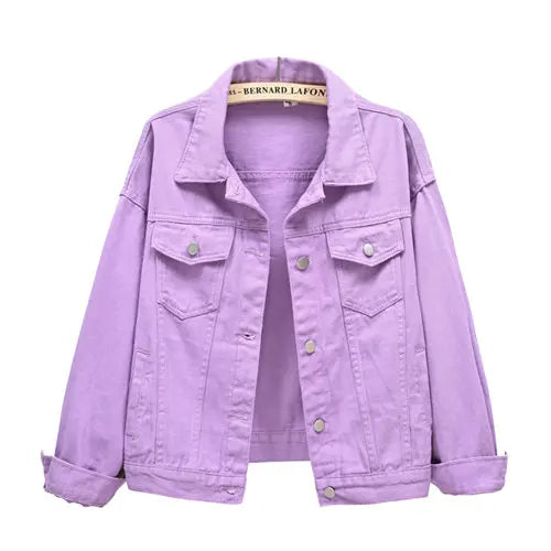 Women's Denim Jacket Single-breasted Lapel Coat Fashion Casual Tops