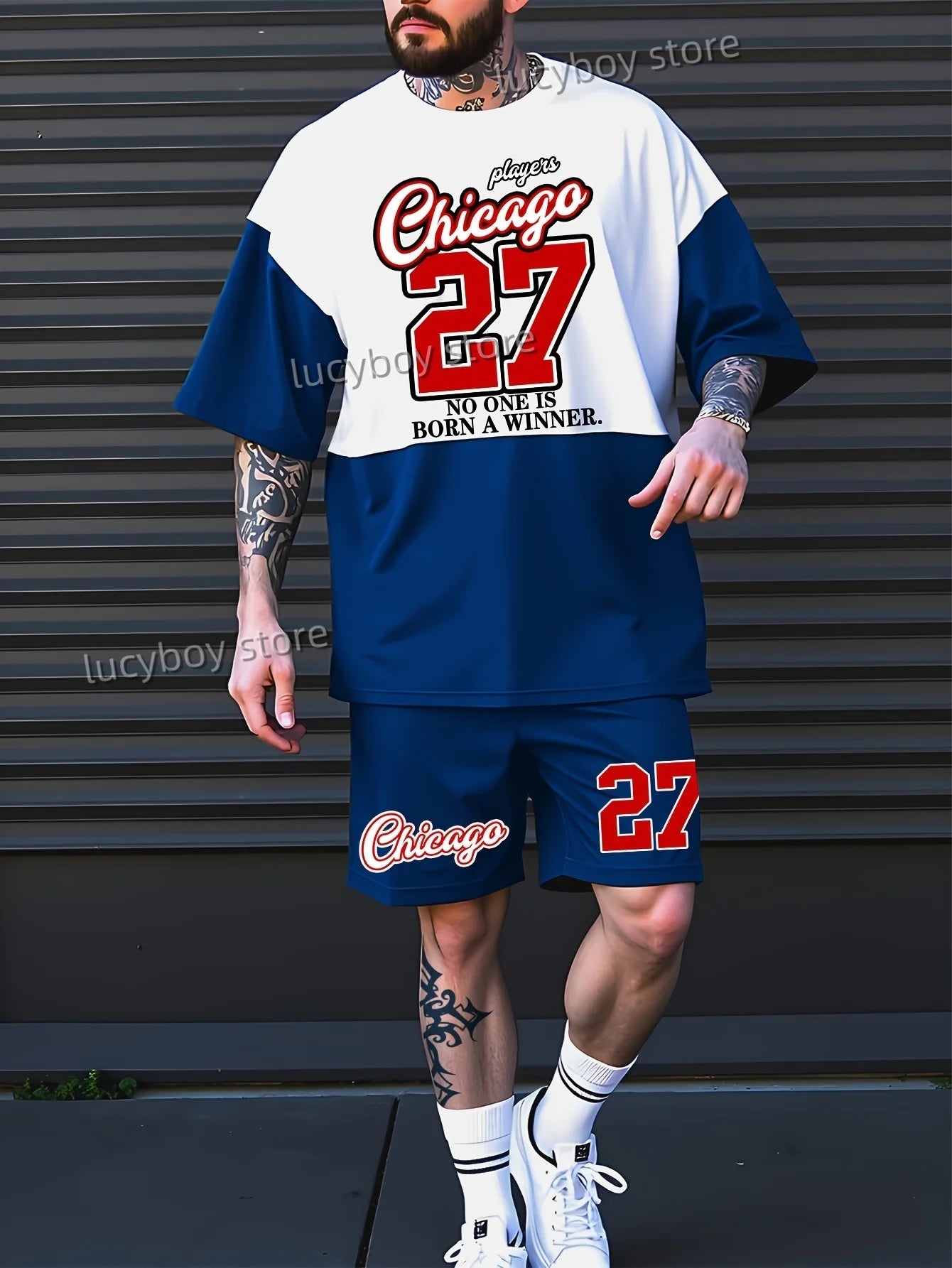 27 Chicago Letter 3D Printed Sport T-shirt+shorts Suit Set Men Male Luxury Tracksuit Outfit Summer Oversized 2 Piece Set Clothes