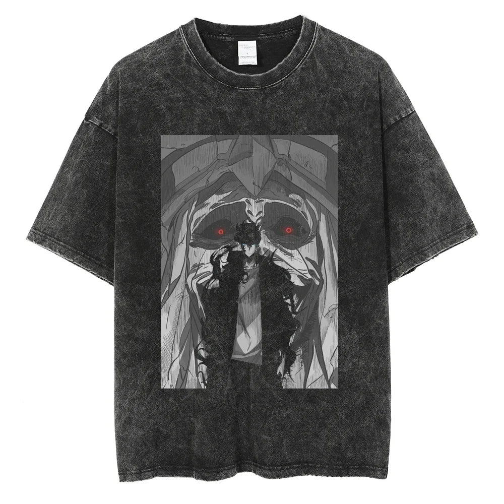 Solo Leveling Pure Cotton T-shirts Manga Streetwear Summer Men Top Harajuku Y2k Male Clothing