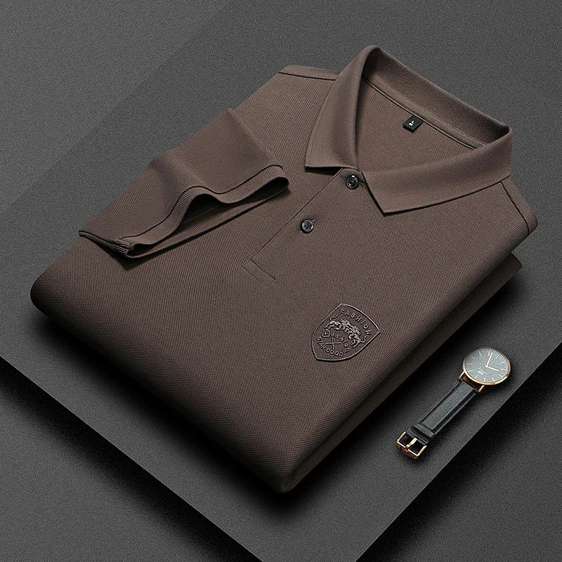 Men's high quality summer new lapel men's short sleeve polo shirt fringe solid color business casual men's polo shirt M-4XL 201